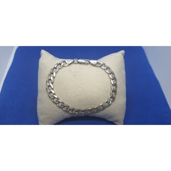 Solid Italian 925 Sterling Silver Curb Chain Bracelet- 7 Inch- Excellent! - Picture 1 of 5